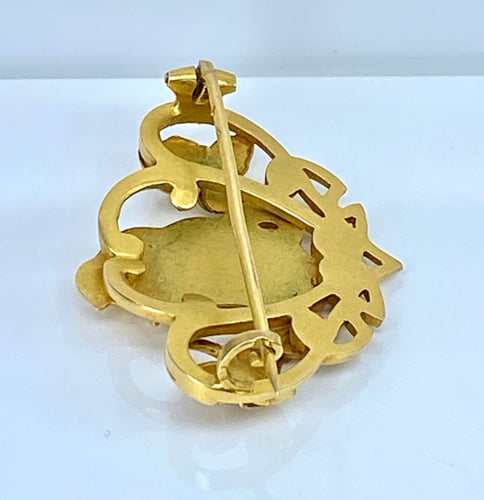 Broche Broche Art Nouveau en or jaune 18 carats et diamants 58 Facettes AB523