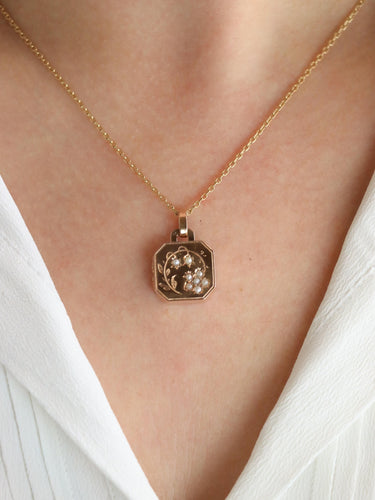 Pendentif Pendentif Art Nouveau porte photo or rose perles fines 58 Facettes 1140.2