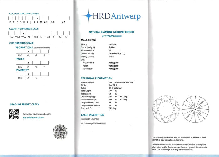 Bague Bague solitaire en or avec diamant de 6,05 carats 58 Facettes