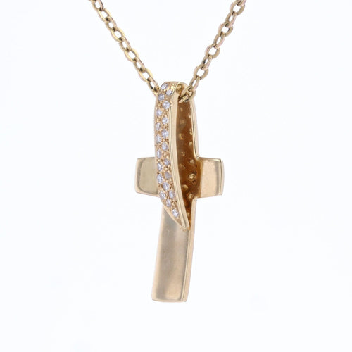 Collier Croix or jaune diamants d'occasion 58 Facettes 24-328