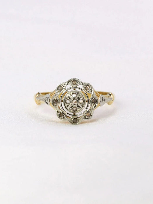 Bague 54 Bague or jaune marguerite diamants 58 Facettes J395