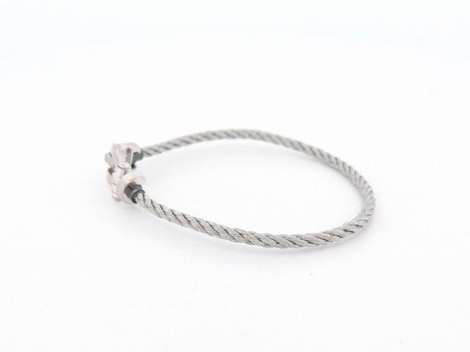 Bracelet bracelet FRED force 10 mm manille en or blanc cable acier t14 58 Facettes 260312