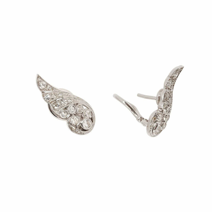 Boucles d'oreilles Boucles d'oreilles ailées diamants or gris 58 Facettes BO233