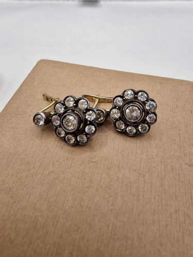Boucles d'oreilles Boucles d'oreilles antiques en or, argent et diamants taille ancienne 58 Facettes