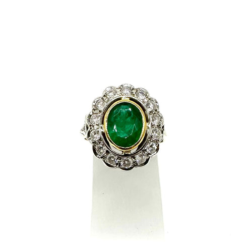 Bague bicolore émeraude et diamants 58 Facettes Z15B51411