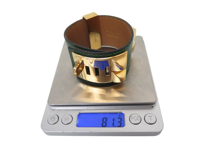 Collier bracelet HERMES collier de chien medor 17-20cm en cuir lezard vert 58 Facettes 268884