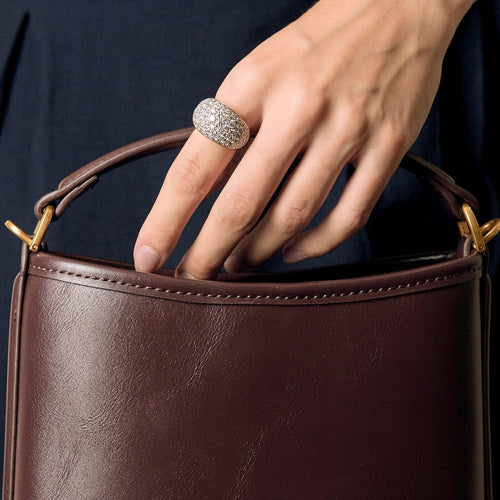 Bague 52 Bague boule or jaune, or blanc et diamants 58 Facettes CRE0041X5