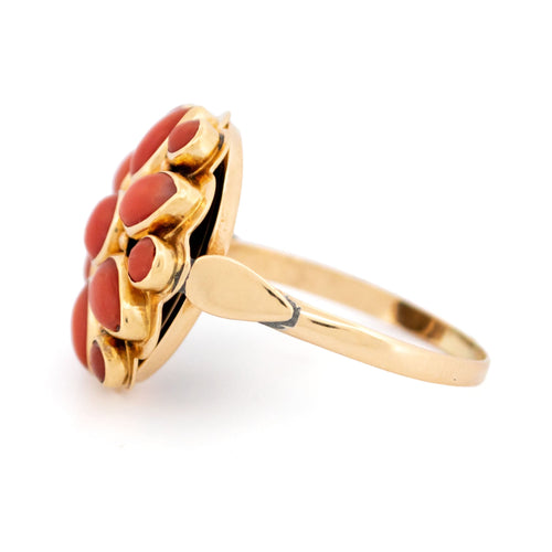 Bague Bague en or jaune corail 14 carats avec grappe de fleurs 58 Facettes A033A196016C42458FA8D433E0C85F83