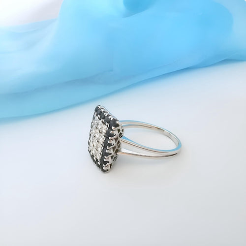 Bague 57.5 Bague Vintage (1970-1980) saphirs et diamants or gris 18K 58 Facettes 1757