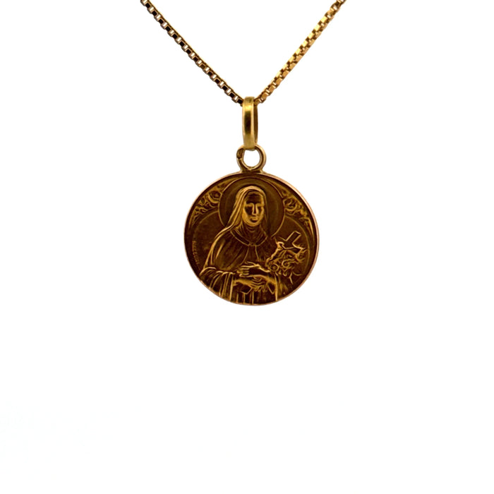 Medaglia d'oro giallo di Santa Teresa