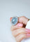 Bague 53.5 Bague Marguerite or blanc, Cabochon Aigue-Marine et Diamants 58 Facettes