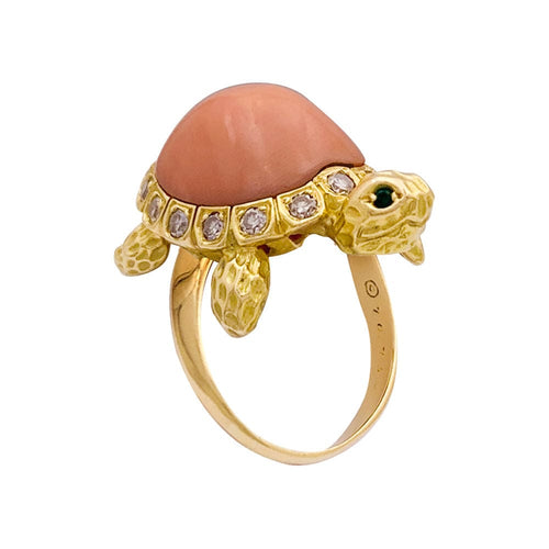 Bague 55 Bague Van Cleef & Arpels, "Tortue", or jaune, diamants, corail. 58 Facettes 33887