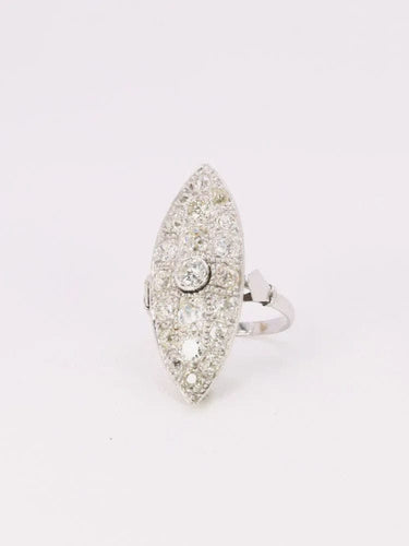 Bague Bague marquise Art-Déco platine diamants taille ancienne 2 ct 58 Facettes J529