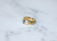 Bague 53 Bague jonc godronnée saphir de Ceylan et diamants en or jaune 18k 58 Facettes