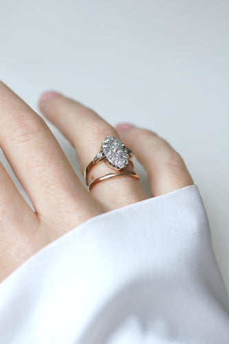 Bague 53 Bague Marquise Ancienne Diamants 1,30 Cts Or rose 58 Facettes