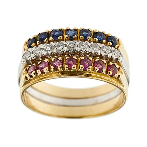 Bague 55 Bagues Rivière saphirs, rubis et diamants 58 Facettes 29582