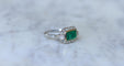 Bague 53 Bague Art déco Emeraude Colombienne 1.70 Cts et diamants 58 Facettes