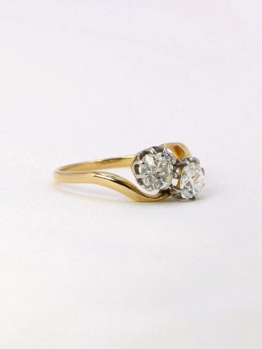 Bague 54.5 Bague toi et moi or jaune diamants 1 ct 58 Facettes J398