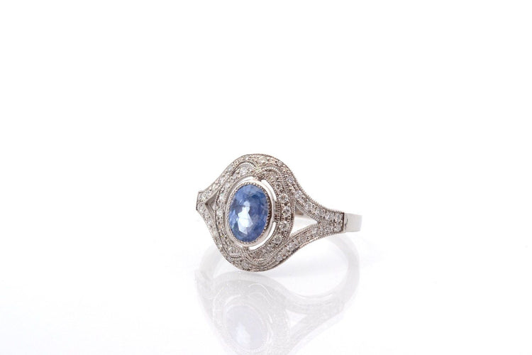 Bague 55 Bague art déco saphir et diamants 58 Facettes 27175