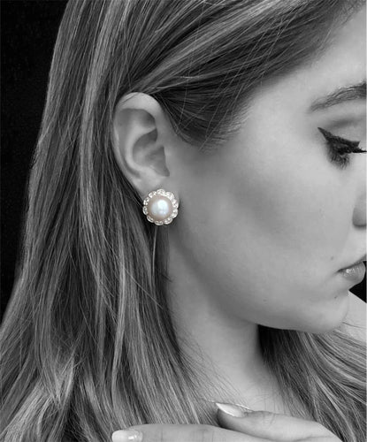 Boucles d'oreilles Somptueuses boucles d'oreilles en platine, diamants et perles 58 Facettes