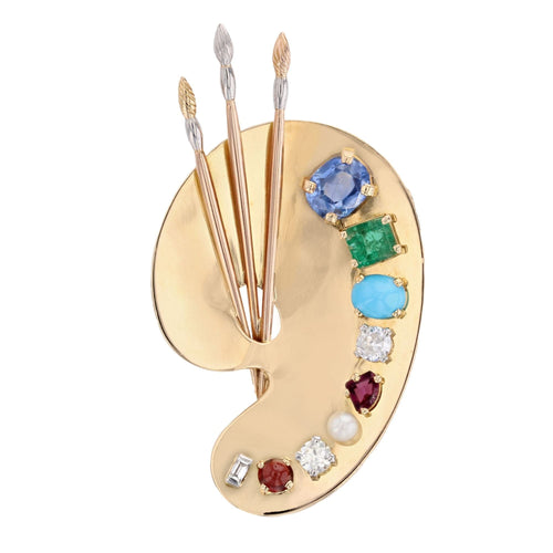 Broche Broche palette du peintre pierres précieuses 58 Facettes 24-188
