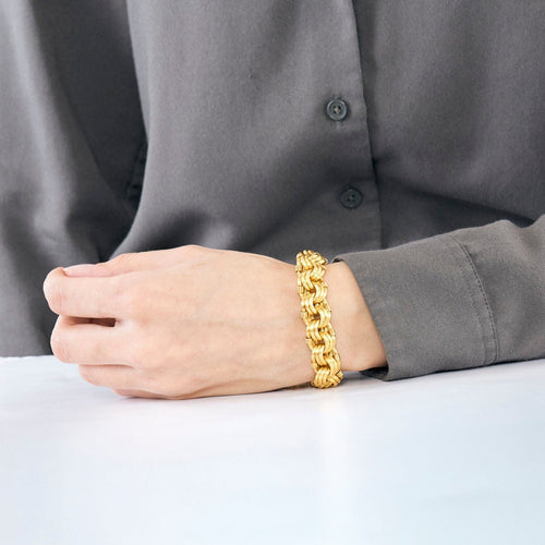 Bracelet Délicat Bracelet or jaune godronné 58 Facettes THI0216