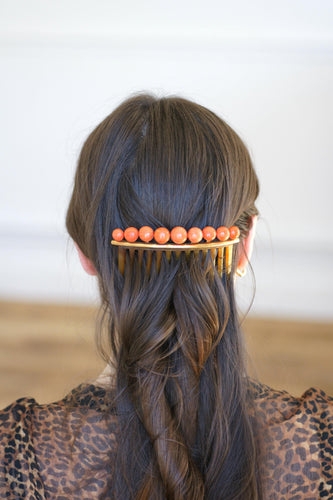 Peigne à Cheveux Ancien Corail Or Jaune 58 Facettes