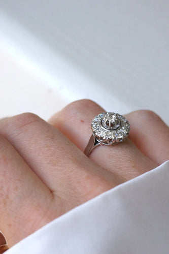 Bague Bague Ronde Cible Art Déco Diamants 58 Facettes