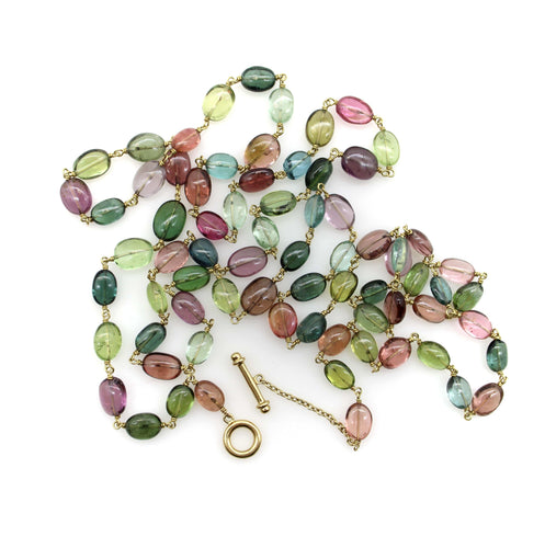 Collier Collier Syna en or 18 carats avec perles de tourmaline multicolores 58 Facettes A20070
