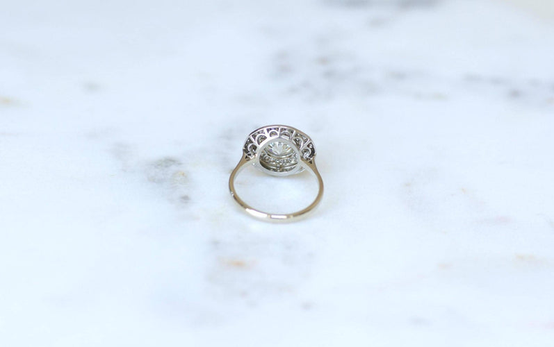 Bague 55 Bague Cible Ronde Art Déco Or blanc, Platine et Diamants 58 Facettes