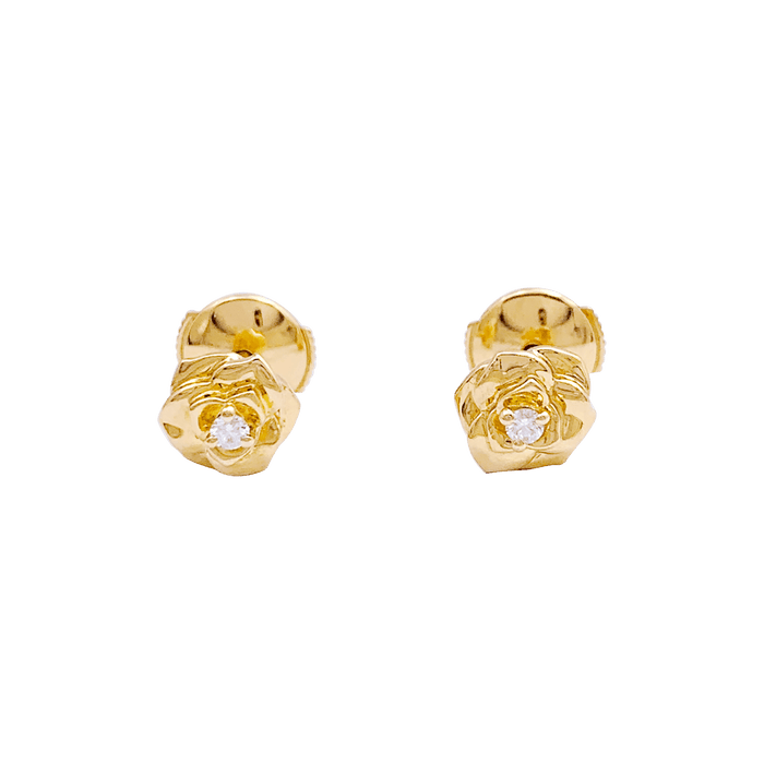 Boucles d'oreilles Piaget - Boucles d'oreilles, "Rose Piaget", or jaune, diamants. 58 Facettes 34253