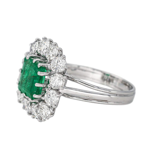 Bague 57 Bague Pompadour Or blanc Emeraude, Diamant 58 Facettes 4387210CN