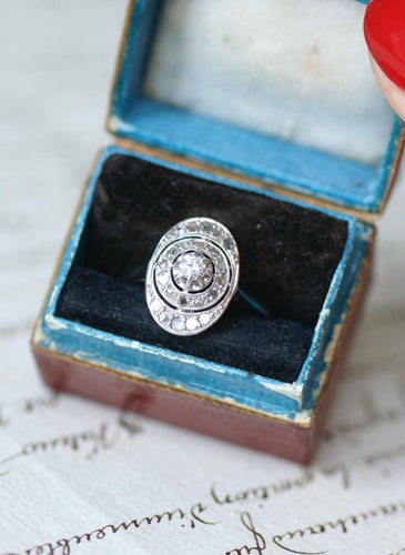 Bague 52 Bague Ovale Art Déco Diamants 58 Facettes
