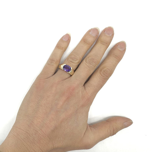 Bague jonc or jaune et améthyste 58 Facettes Z1351786