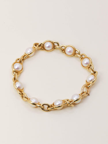 Bracelet Bracelet chaine vintage or jaune perles Akoya 58 Facettes 1204.5