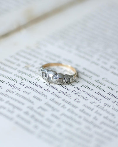 Bague 51 Bague Jarretière Diamants Taillés en Table et en Rose 58 Facettes