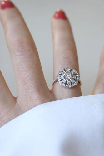 Bague Bague Art Déco Octogonale Diamants 58 Facettes