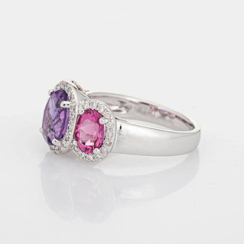 Bague 53 Bague Améthyste Tourmaline Rose Diamant Trilogy Estate 58 Facettes G12651