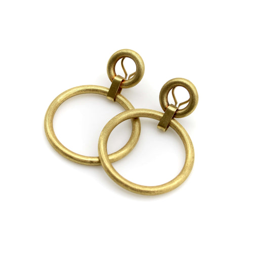 Boucles d'oreilles Vintage 14K Gold Florentine Finish Double Hoop Earrings 58 Facettes