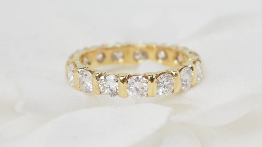 Bague 51 Alliance américaine en or jaune et diamants 2,40cts 58 Facettes 31354