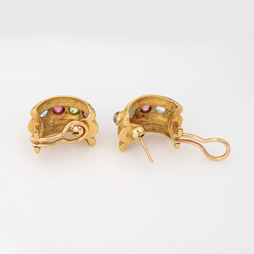 Boucles d'oreilles Boucles d'oreilles Elizabeth Locke en pierres précieuses Amalfi Tutti Frutti Créoles larges en or 18 carats 58 Facettes G13954