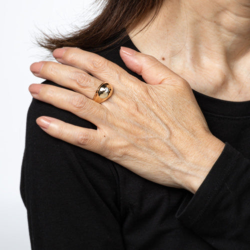 Bague 53 Chevalière vintage en or jaune avec diamants, 1944 58 Facettes G14012