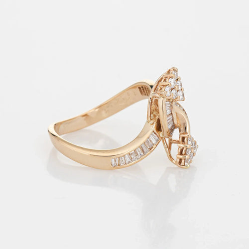 Bague 52.5 Bague de contournement de flèche de diamant vintage en or jaune 14 carats 58 Facettes G12644