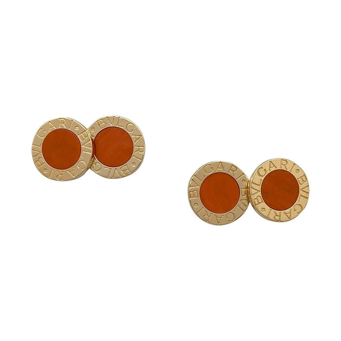 Boutons de manchette Boutons de manchette Bulgari, "Bvlgari Bvlgari", or jaune, corail. 58 Facettes 30382