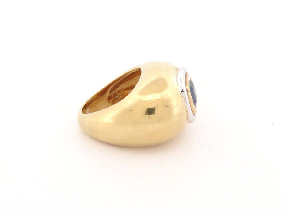 anello POIRAY vintage con zaffiro Asscher in oro giallo