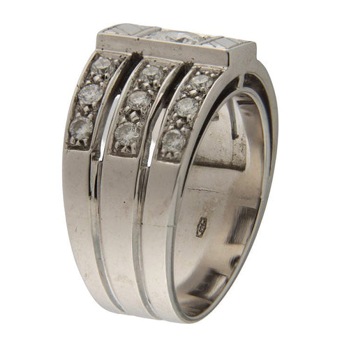 Bague 57.5 Bague en or blanc sertie de diamants de 1,17 ct 58 Facettes G3849