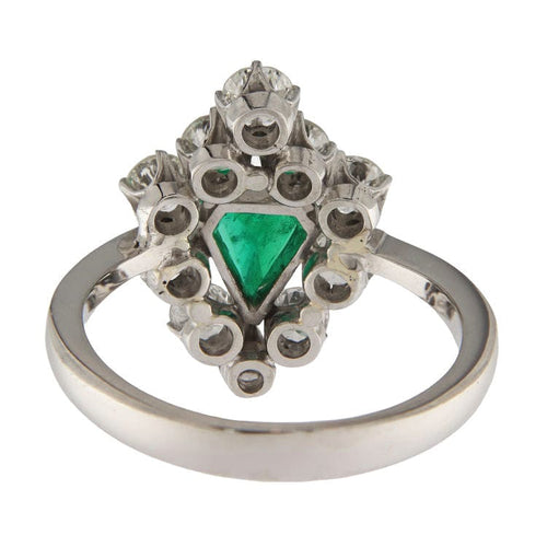 Bague 57 Bague en or blanc avec émeraude et diamants 58 Facettes G3766