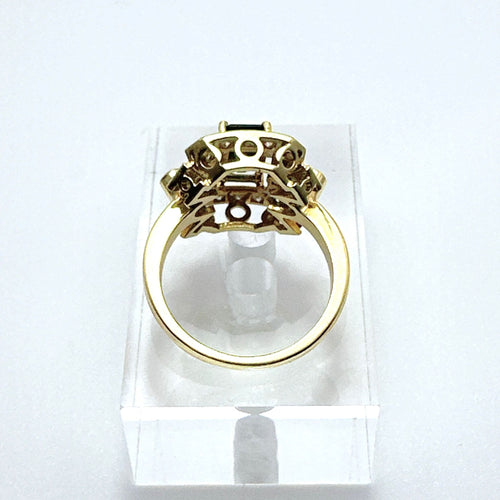 Bague 53 Bague Art Déco en or jaune avec diamants et saphir central 58 Facettes 50391