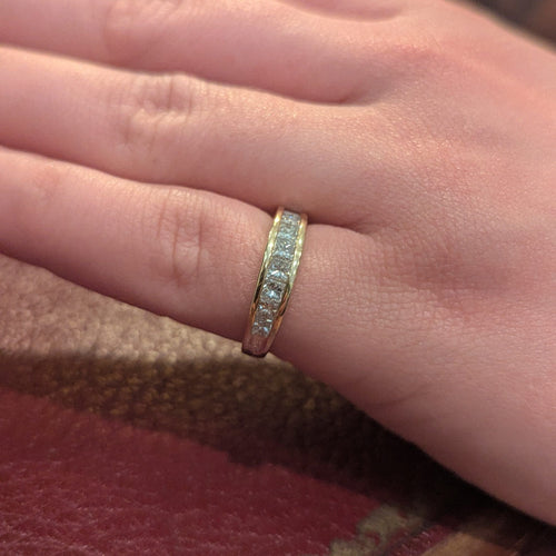 Bague 53 Demi - alliance or jaune et diamants 58 Facettes 32182