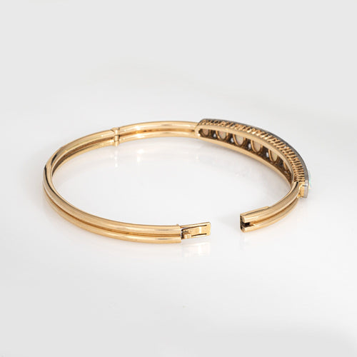 Bracelet Bracelet jonc victorien en or jaune avec opale et diamants 58 Facettes G13988